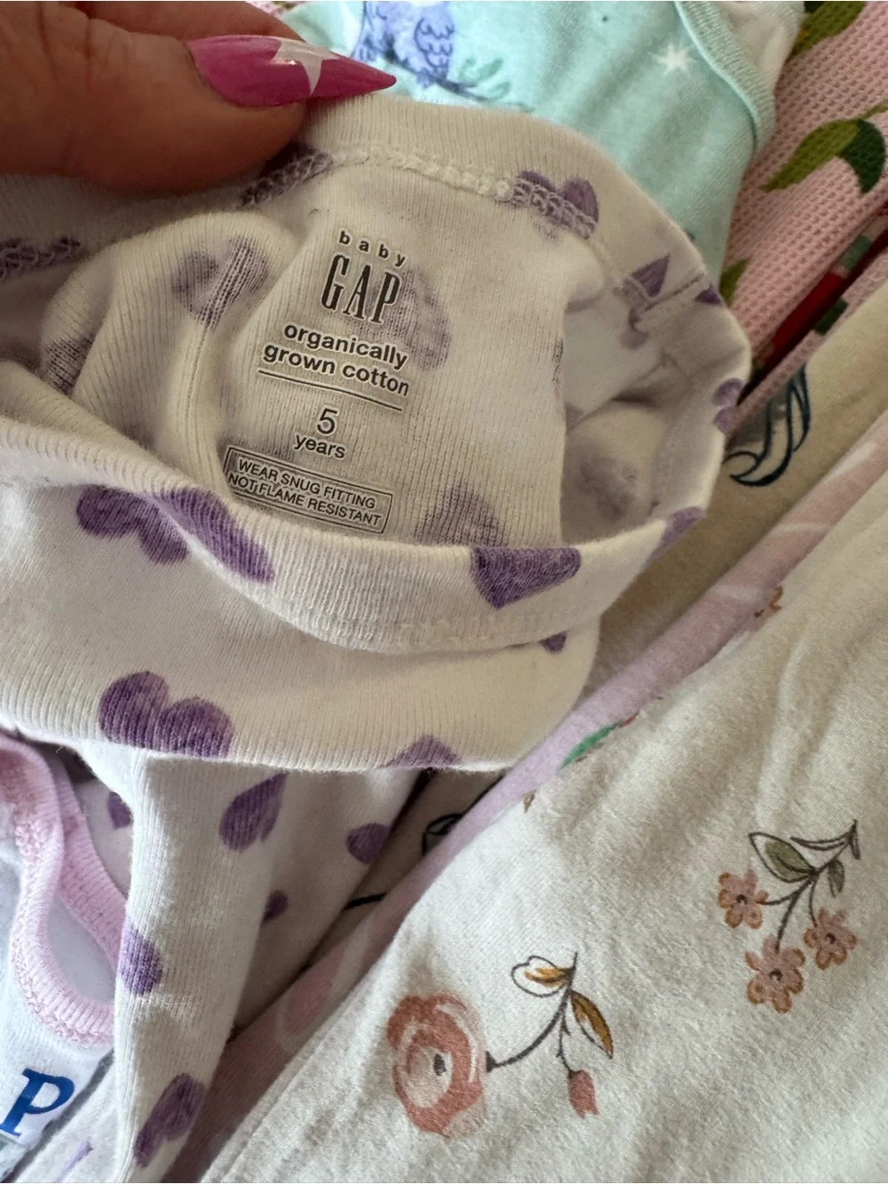 Girls 5T Mixed Pastel Sleepwear PJ Pants Set - Floral & Character Prints bundle